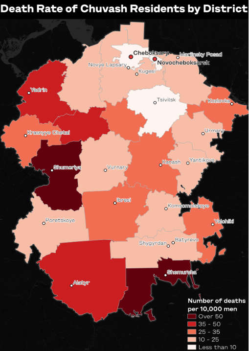 Death rate of Chuvash residents by district