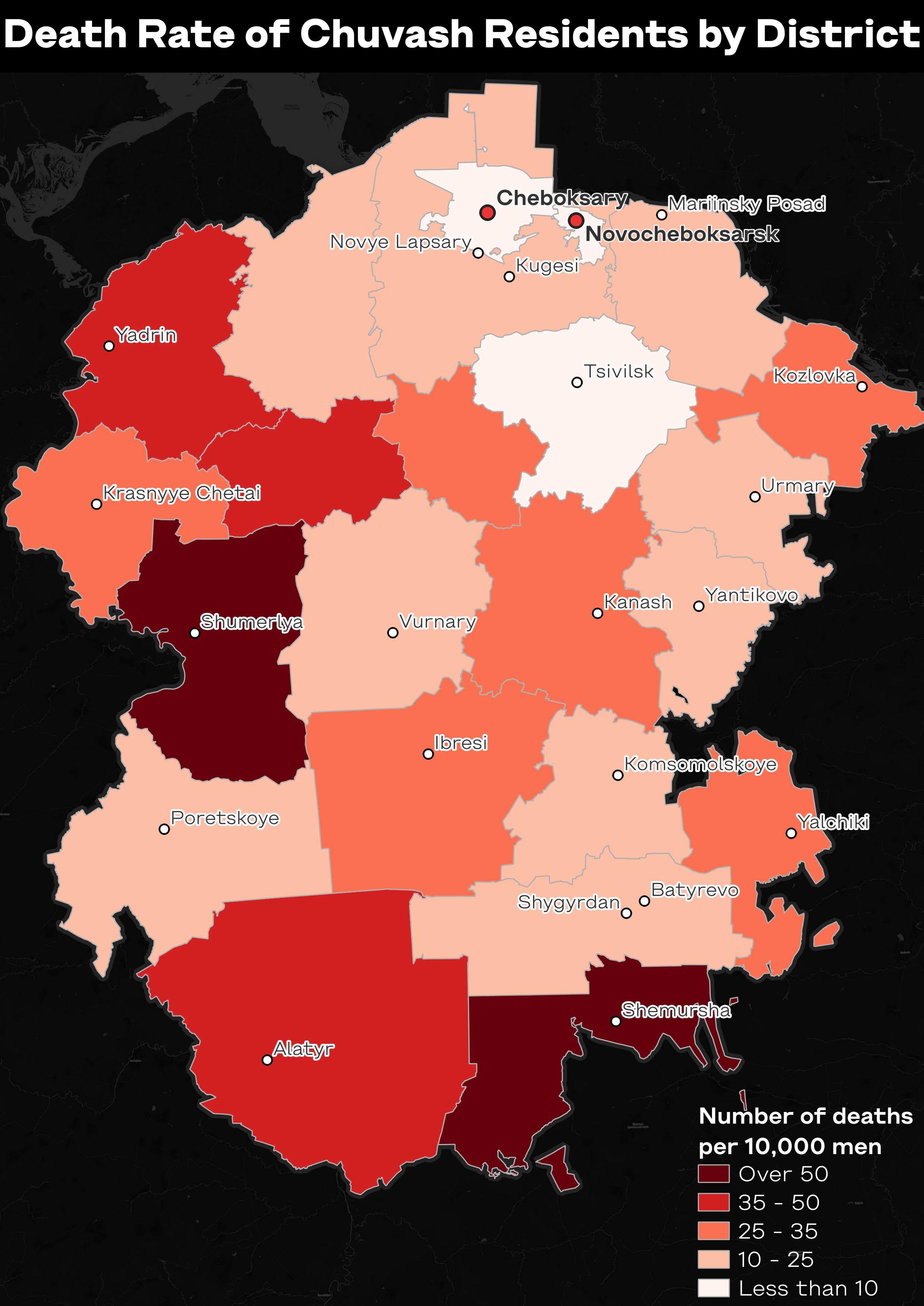 Death rate of Chuvash residents by district