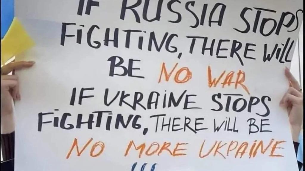 Anti Ukrainian war placard