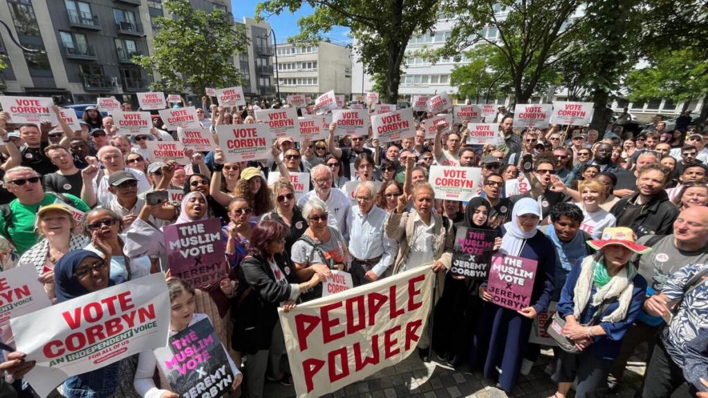 Jeremy Corbyn and supporters