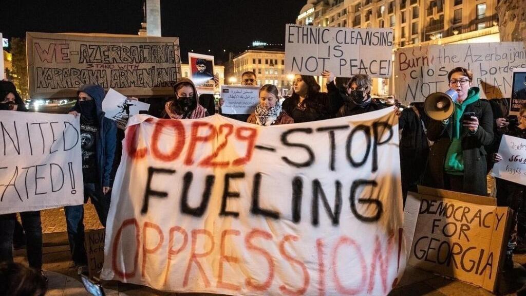 Protest at COP29 in Azerbaijan, November 2024