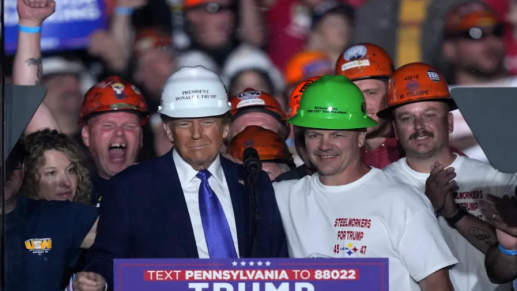 Trump with workers