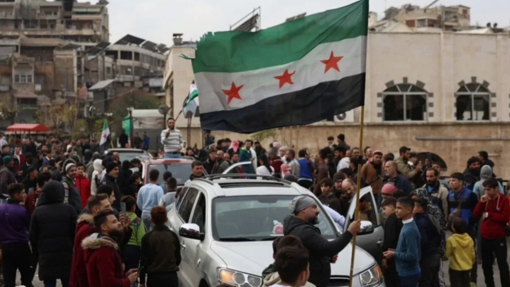 Free Syria flag and rally