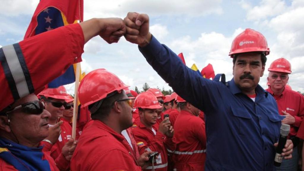 Maduro with PDVSA workers