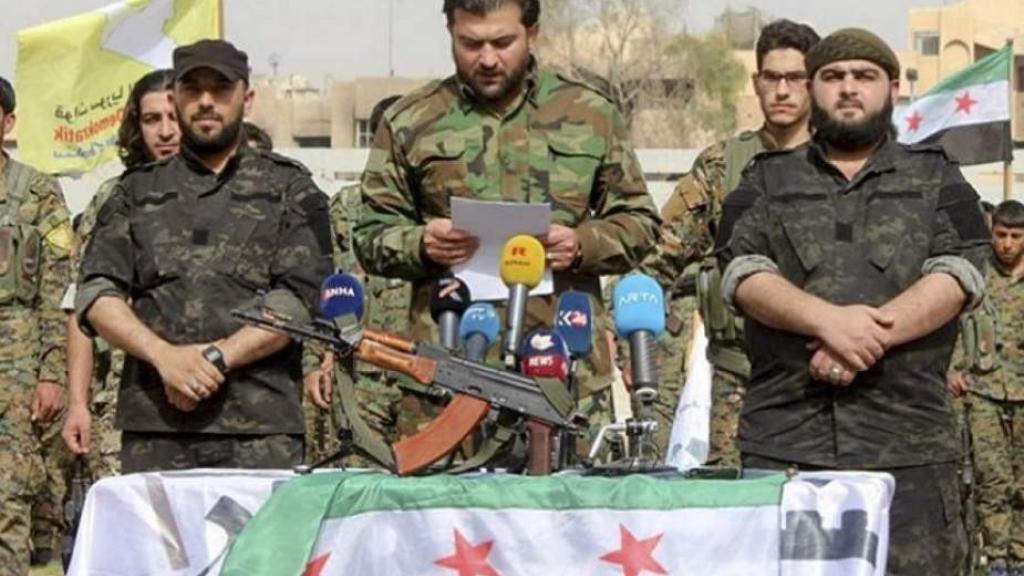 SDF and Free Syria flag