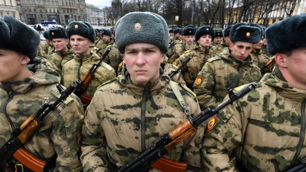 Russian military cadets in Saint Petersburg on April 23.