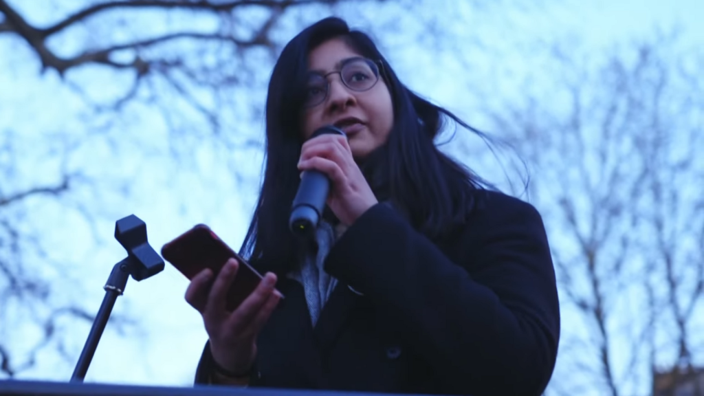 Zarah Sultana MP at nurses strike in London - Jan 2023