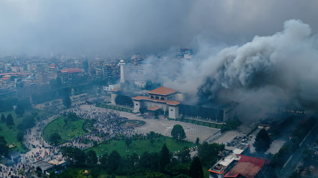 Burning parliament Nepal