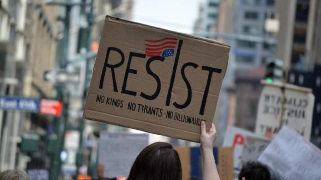 Resist Trump placard