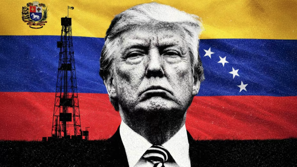 Trump Venezuela flag oil rig