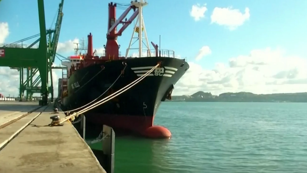Ship docked in Cuba