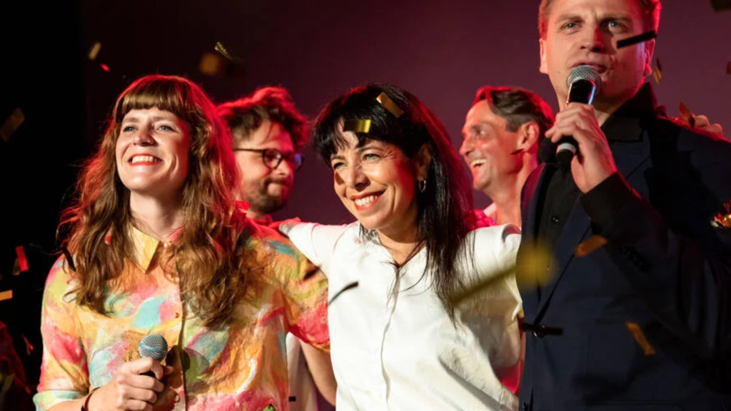 Elif Eralp, Die Linke's candidate for mayor, celebrates the party's Berlin election win on 20 September 2026.