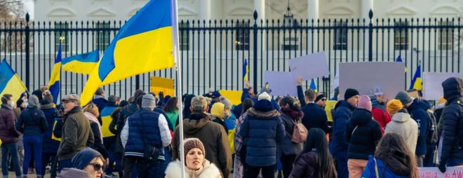 Small pro Ukraine protest in front of the White House
