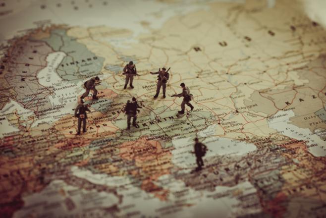 Battle plans on a map graphic