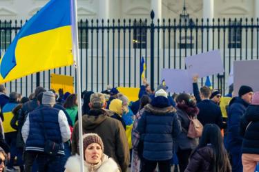 Small pro Ukraine protest in front of the White House