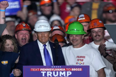 Trump with workers