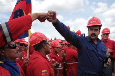 Maduro with PDVSA workers