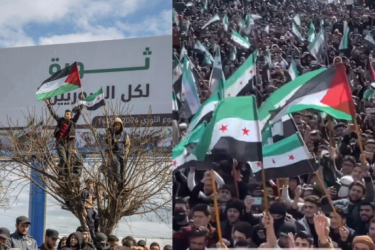 Idlib in solidarity with Gaza, anniversary of Syrian revolution, March 2024.