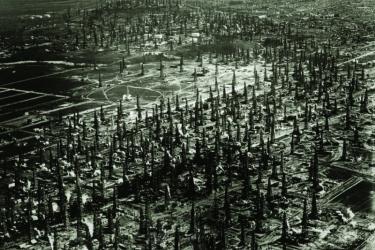 A forest of oil derricks at the Signal Hill oilfield in southern California, 1937.
