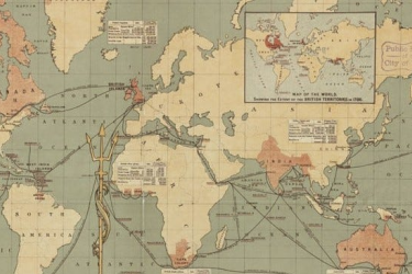 Caption: Imperial Federation: Map of the World Showing the Extent of the British Empire in 1886 (cropped). Norman B. Leventhal Map & Education Center, CC BY 2.0, via Wikimedia Commons.