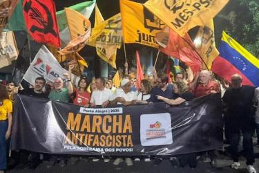 Opening march of the Porto Alegre Antifa Conference on March 26, 2026, with over 5,000 protesters. Photo: CADTM, cc.