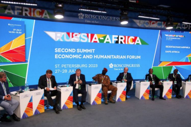 Panel beim zweiten Russland-Afrika-Forum in Sankt Petersburg, 27.7.2023, Foto: picture alliance / Russian Look | Maksim Konstantinov