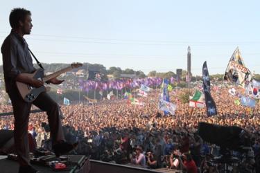 Dave Randall playing at Glastonbury
