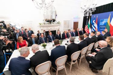 Trump at NATO. Photograph by Shealah Craighead.