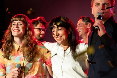 Elif Eralp, Die Linke's candidate for mayor, celebrates the party's Berlin election win on 20 September 2026.