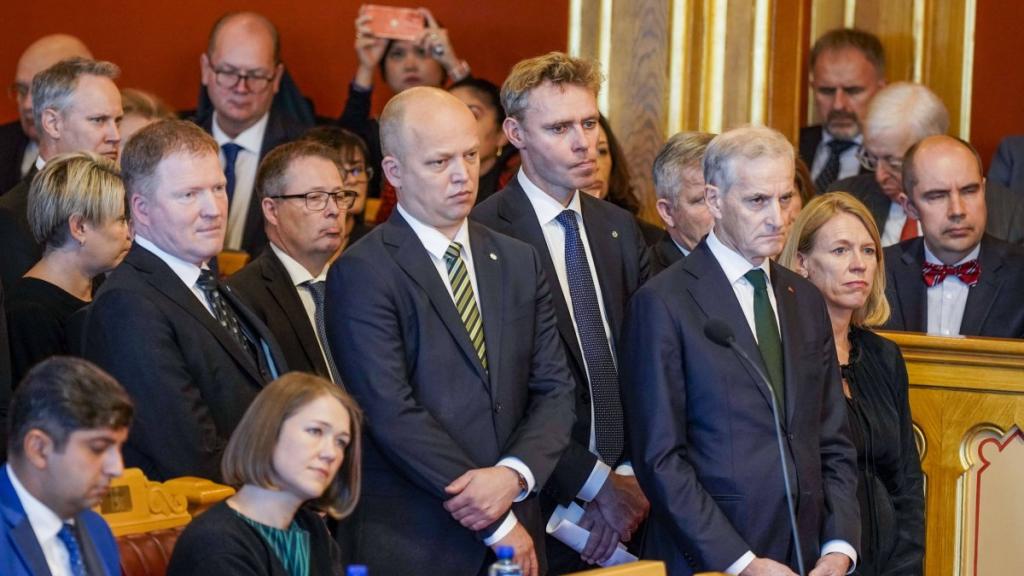 Prime Minister Jonas Gahr Støre (Ap) and his cabinet during the opening of the 167th Norwegian Parliament on 3rd October 2022